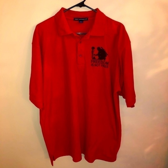 5/$10 Freedom Port Authority red short sleeve polo Freedom is not free size XL - Picture 4 of 9